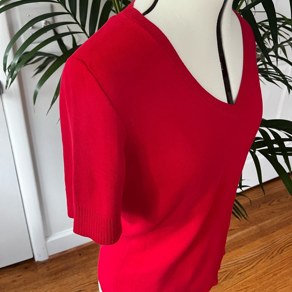 Saks Fifth Avenue Short Sleeve V-Neck Sweater - Picture 2 of 4